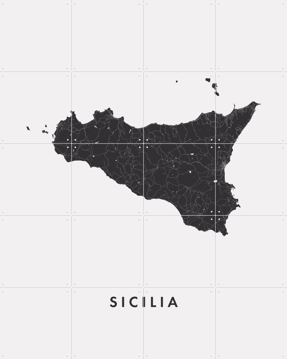 IXXI Sicilia Island Map, Kunst in Kaart - 80 x 100 cm - Gratis ophangtool - Grote wanddecoratie en posters - Minimalisme, Grafisch Ontwerp