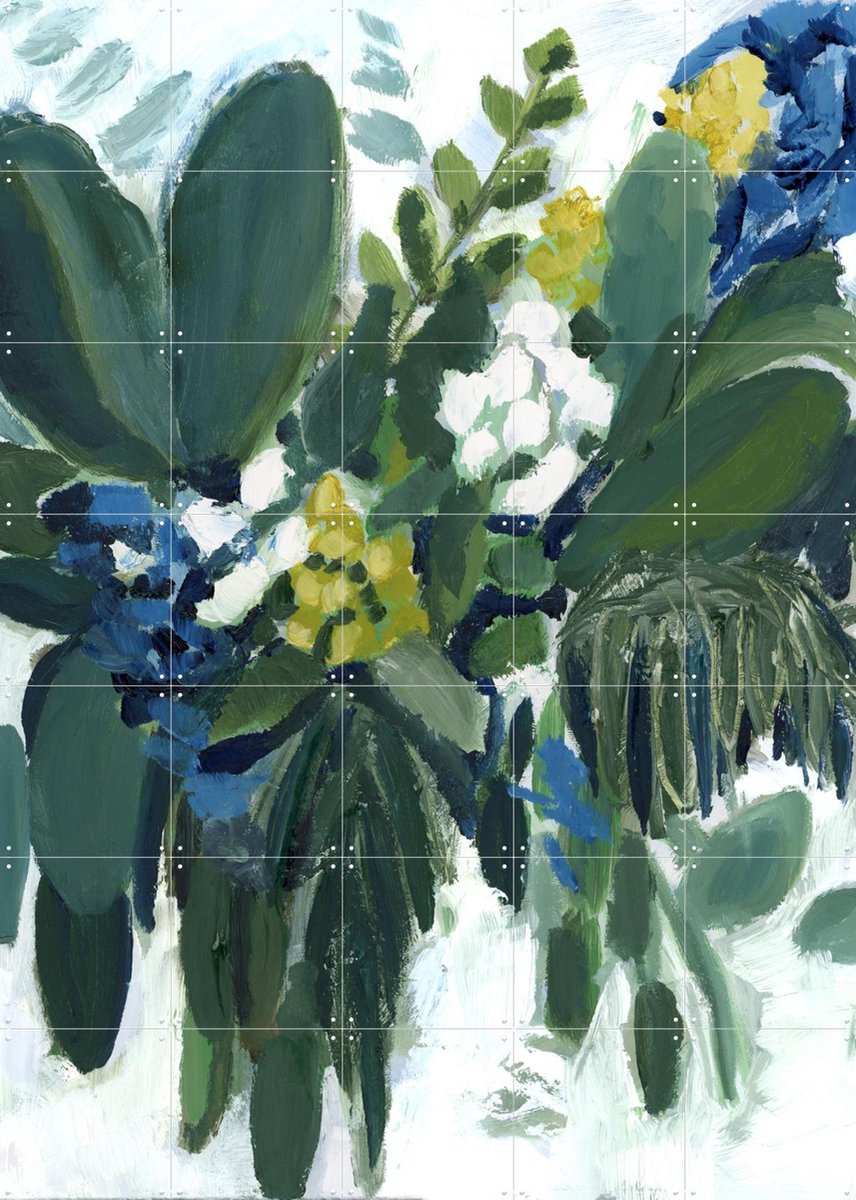 IXXI Blue Dream Floral, Green Barn Studio - 100 x 140 cm - Gratis ophangtool - Grote wanddecoratie en posters - Abstract, Klassiek, Olieverf