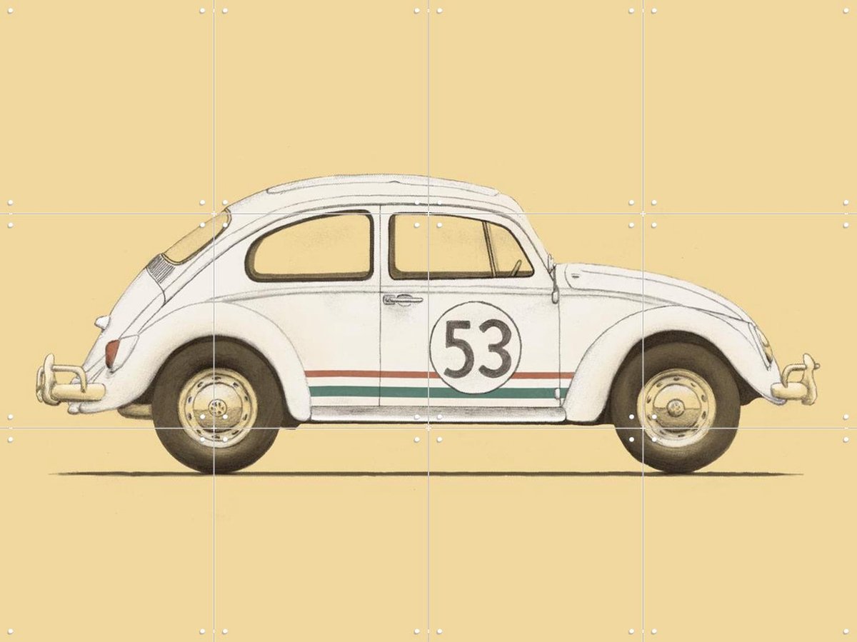 IXXI Beetle, Florent Bodart - 80 x 60 cm - Gratis ophangtool - Grote wanddecoratie en posters - Cartoonesk, Vintage, Illustraties, Speels, Mancave