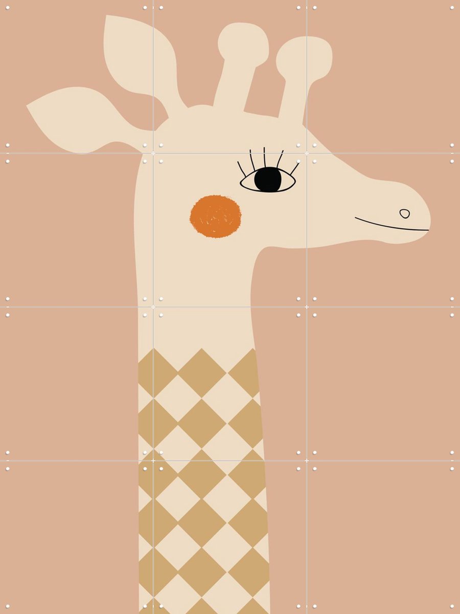 IXXI Shiny Giraffe, Little Otja - 60 x 80 cm - Gratis ophangtool - Grote wanddecoratie en posters - Cartoonesk, Speels, Illustraties, Kinderkamer