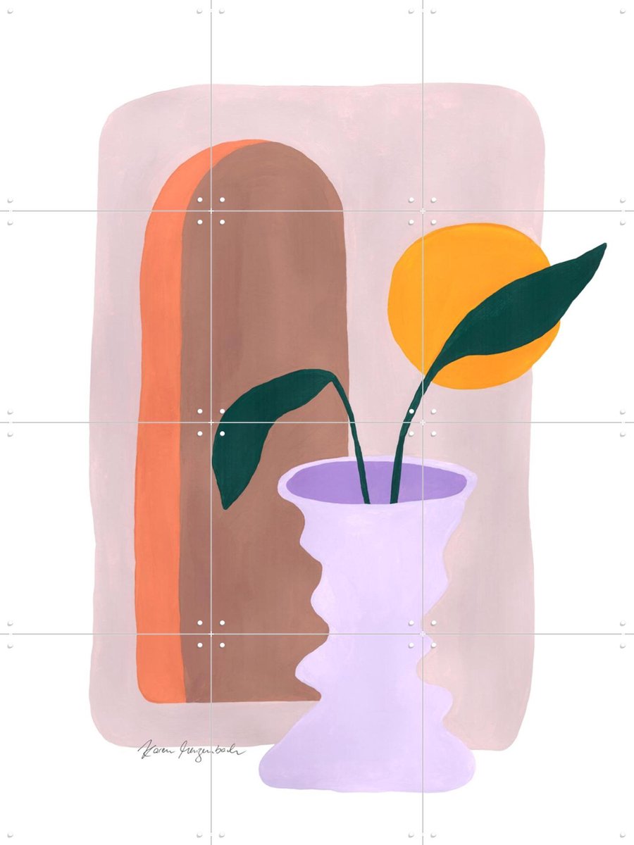 IXXI Strelitzia and Sunshine, Palmartprints - 60 x 80 cm - Gratis ophangtool - Grote wanddecoratie en posters - Geometrische Kunst, Kleurrijk