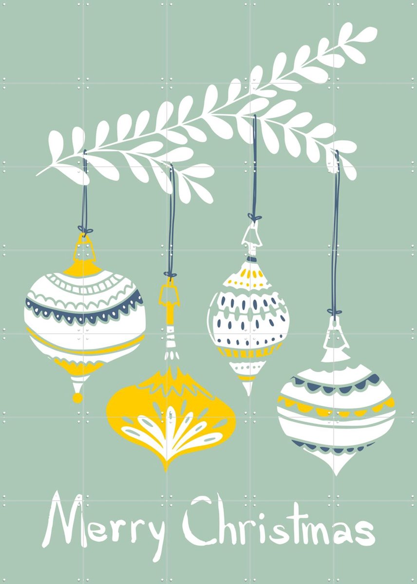 IXXI Cheerful little Christmas Baubles - Mint, Annick & Various - 100 x 140 cm - Gratis ophangtool - Grote wanddecoratie en posters - Grafisch