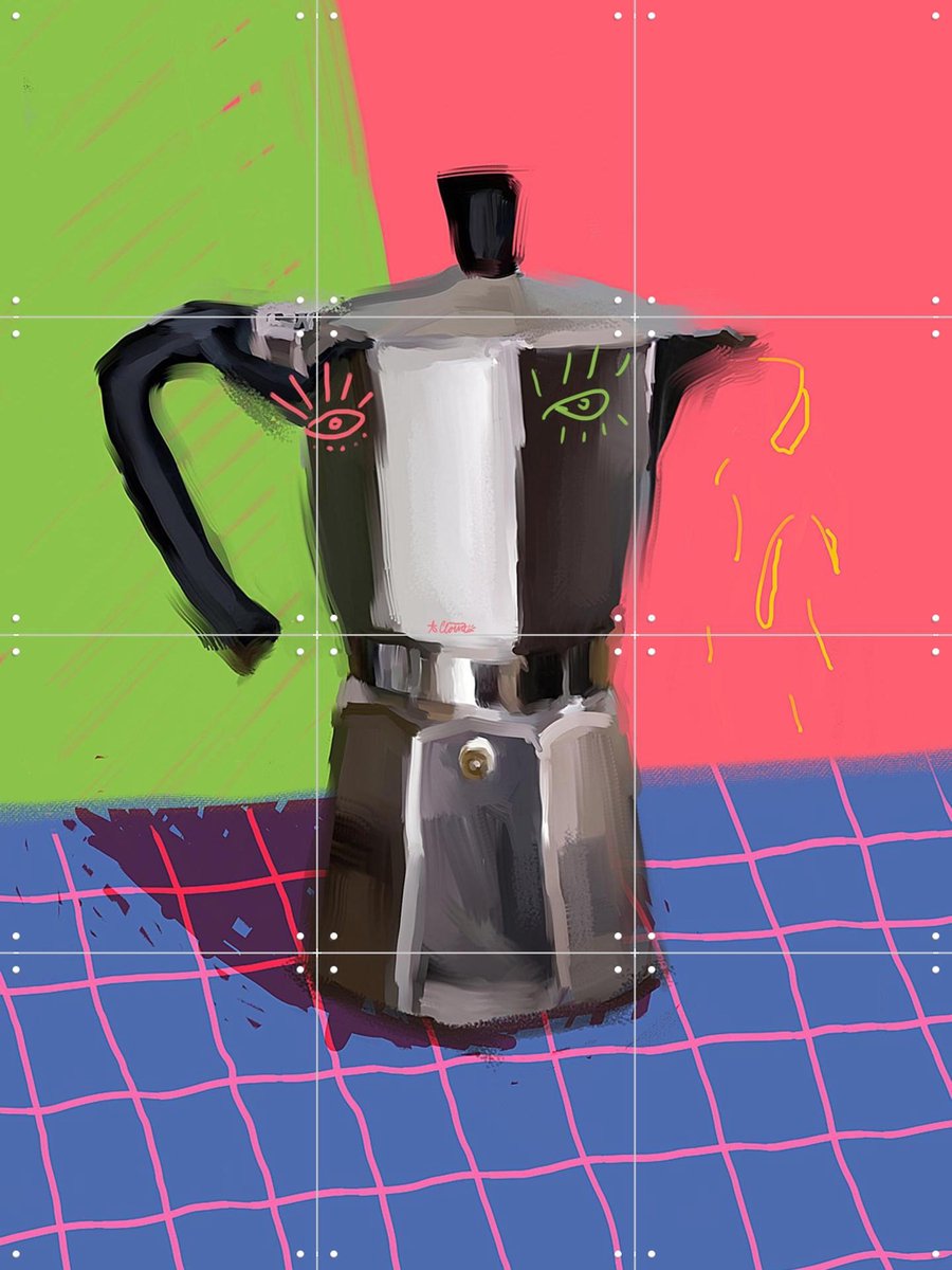 IXXI Italian Moka Express, Pop-art by Tadej - 60 x 80 cm - Gratis ophangtool - Grote wanddecoratie en posters - Illustraties, Digitale Kunst