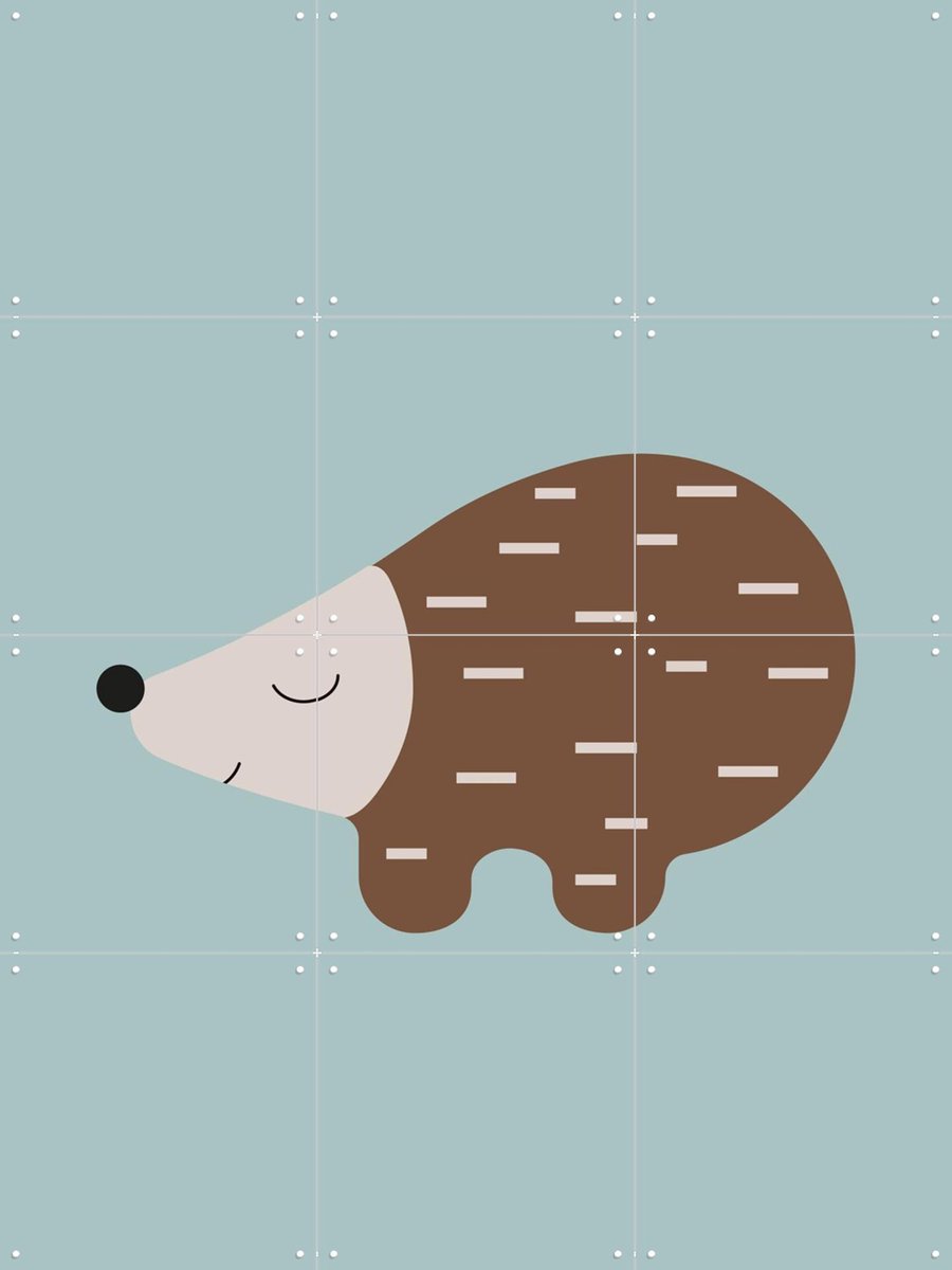 IXXI Happy Hedgehog Blue, Little Otja - 60 x 80 cm - Gratis ophangtool - Grote wanddecoratie en posters - Fantasierijk, Speels, Grafisch Ontwerp