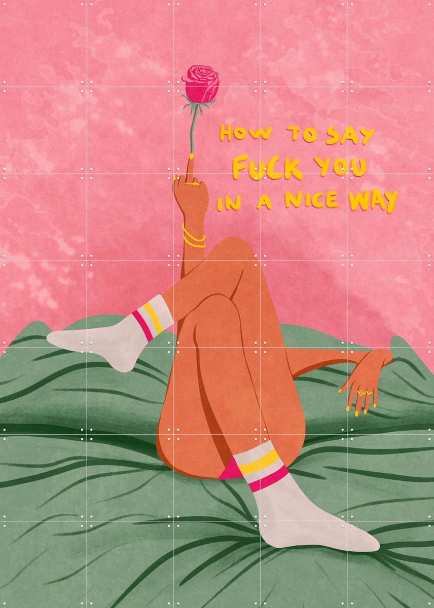 IXXI How to say F*ck you in a nice way, Raissa Oltmanns - 100 x 140 cm - Gratis ophangtool - Grote wanddecoratie en posters - Illustraties, Grafisch