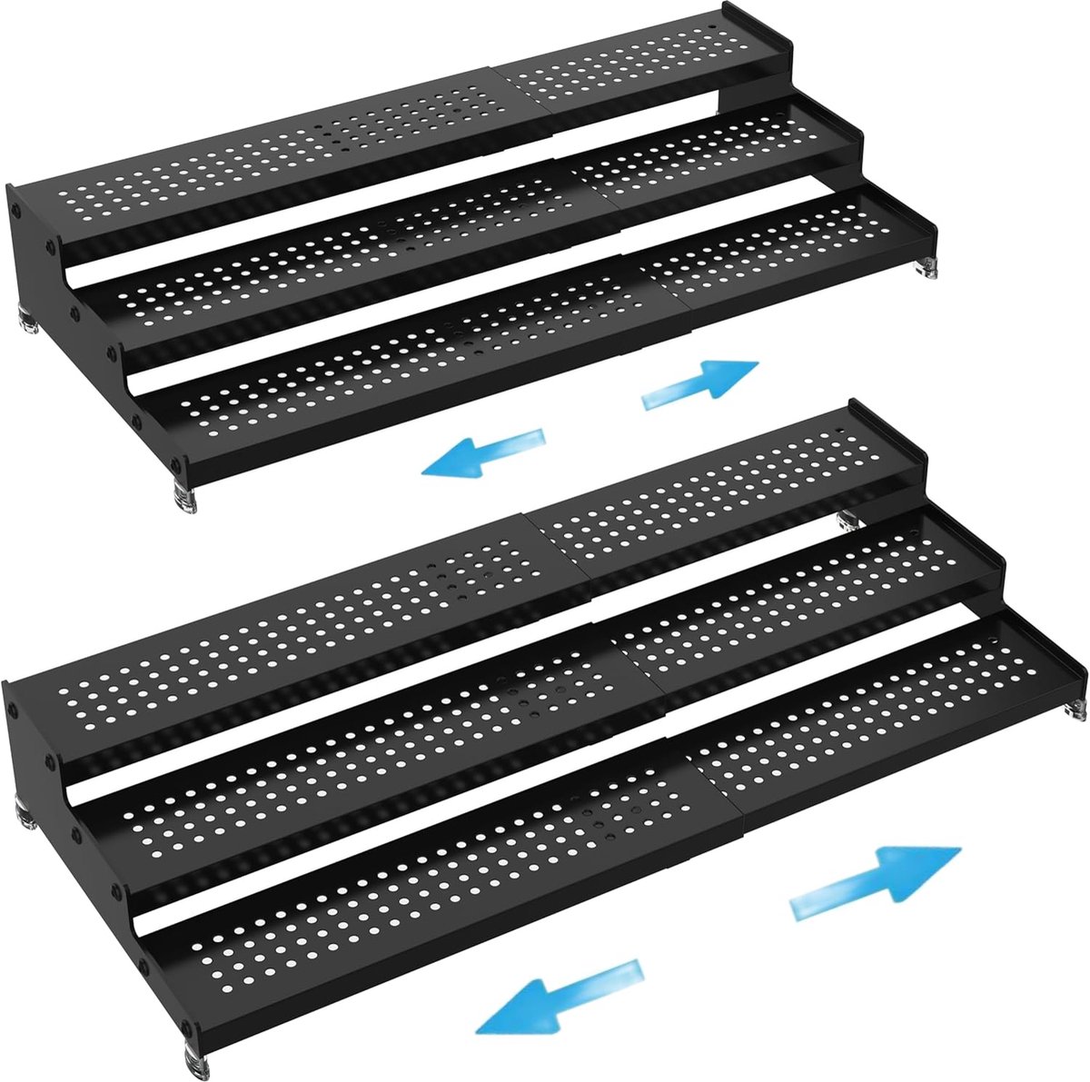 Uitbreidbare Kruidenrek Organizer met 3-Laags Trap voor Keuken en Kast Opslag