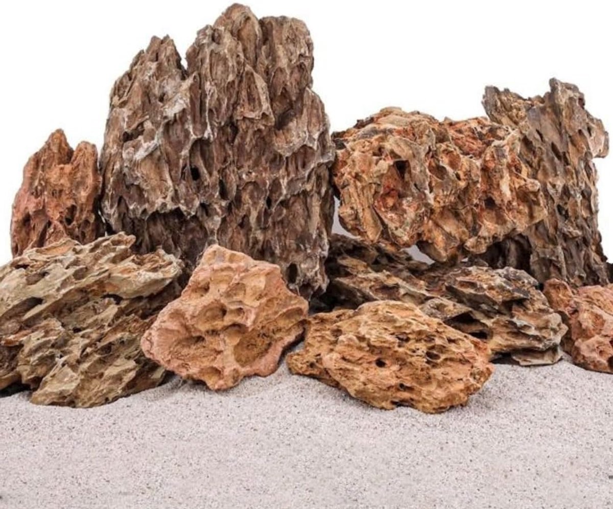 Aquarium Drakensteen Natuursteen 10-20 cm 300-1000g Aquascaping Rotsdecoratie Pagode Achtergrond Bruin