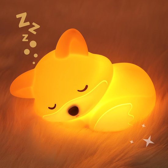 LED Fox Nachtlamp - Oplaadbaar Nachtlampje Kinderen & Baby - Schattig Fox - 2 Standen Dimbaar - Siliconen - Lampje Slaapkamer - Knijplampje - Touch lamp - Dimbaar Nachtlampjes Voor Kinderen, Baby & Volwassenen