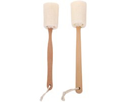 Luffa Spons - Loofah Douche Spons - 2 stuks - Body Scrub Rol - Soft - Lichaamsborstel - Biologisch Afbreekbaar - Exfoliërend Lichaam - Schrobber voor Douche - Herbruikbaar - 40cm - wit