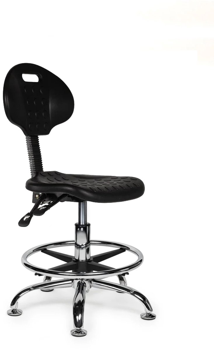 Ergonomische Werkplaatsstoel Zwart Op Wielen Laag (40-57cm) / zonder Voetsteun / Standaard wielen
