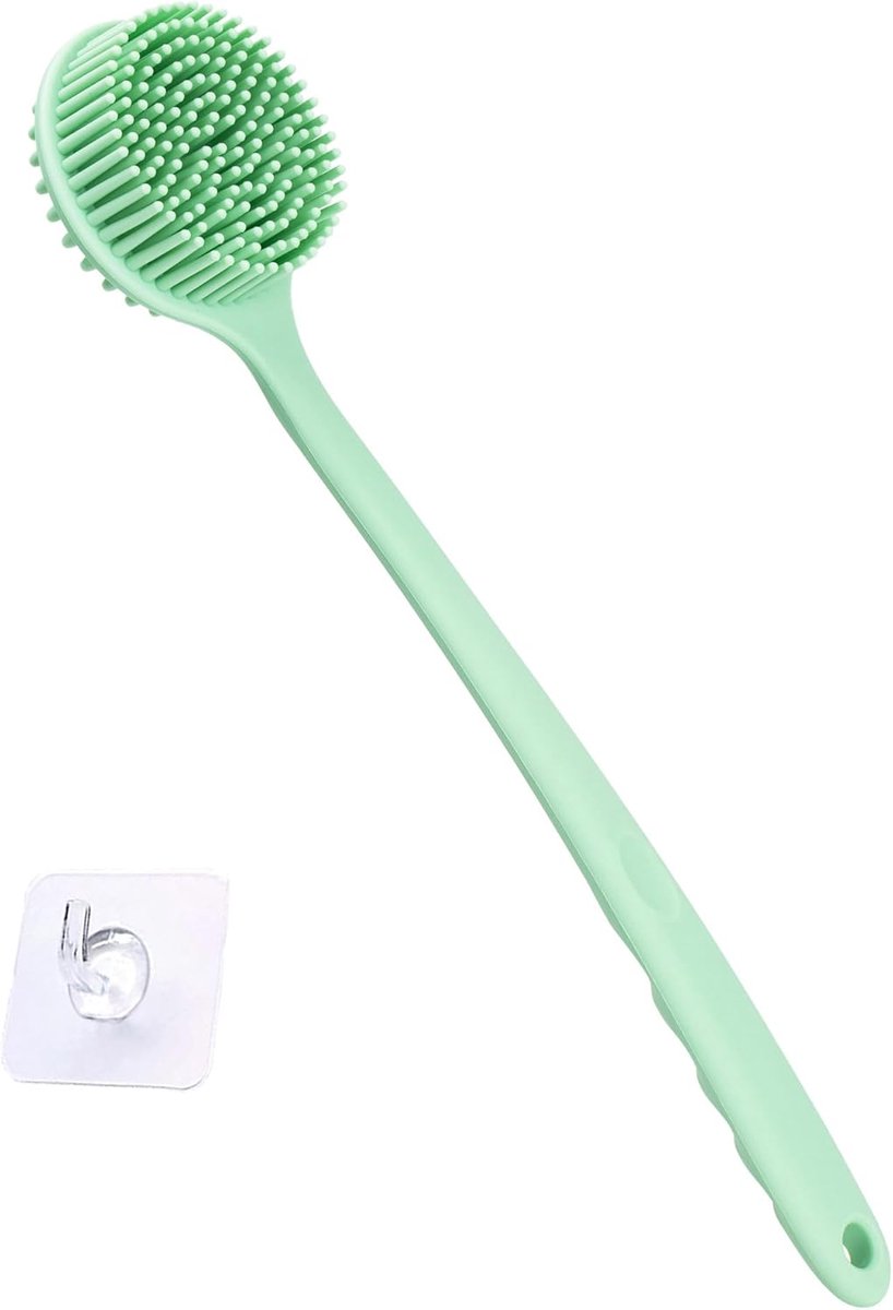 Lange Rugborstel van Zachte Silicone met Massagekorrels - Doucheborstel voor Mannen en Vrouwen