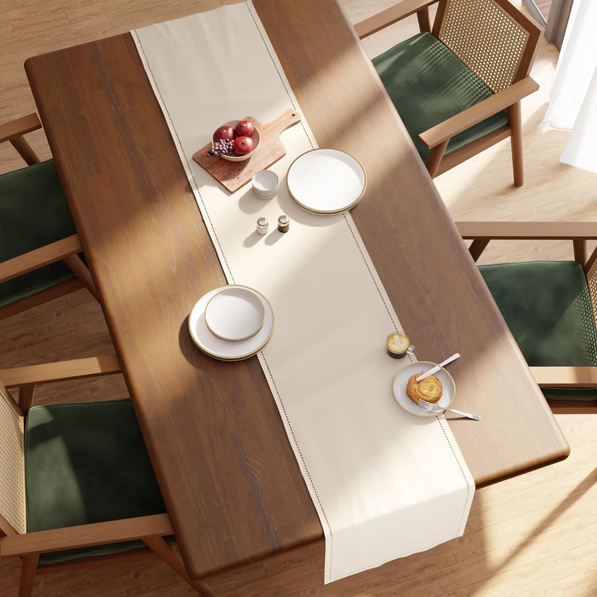 Tafelloper Katoen - Tafeldecoratie - Eettafel Aankleden - Machinewasbaar - 32x150cm - Naturel