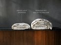 Witte dekbedden, links aan de lucht gedroogd, rechts gedroogd met 3DScan-technologie.