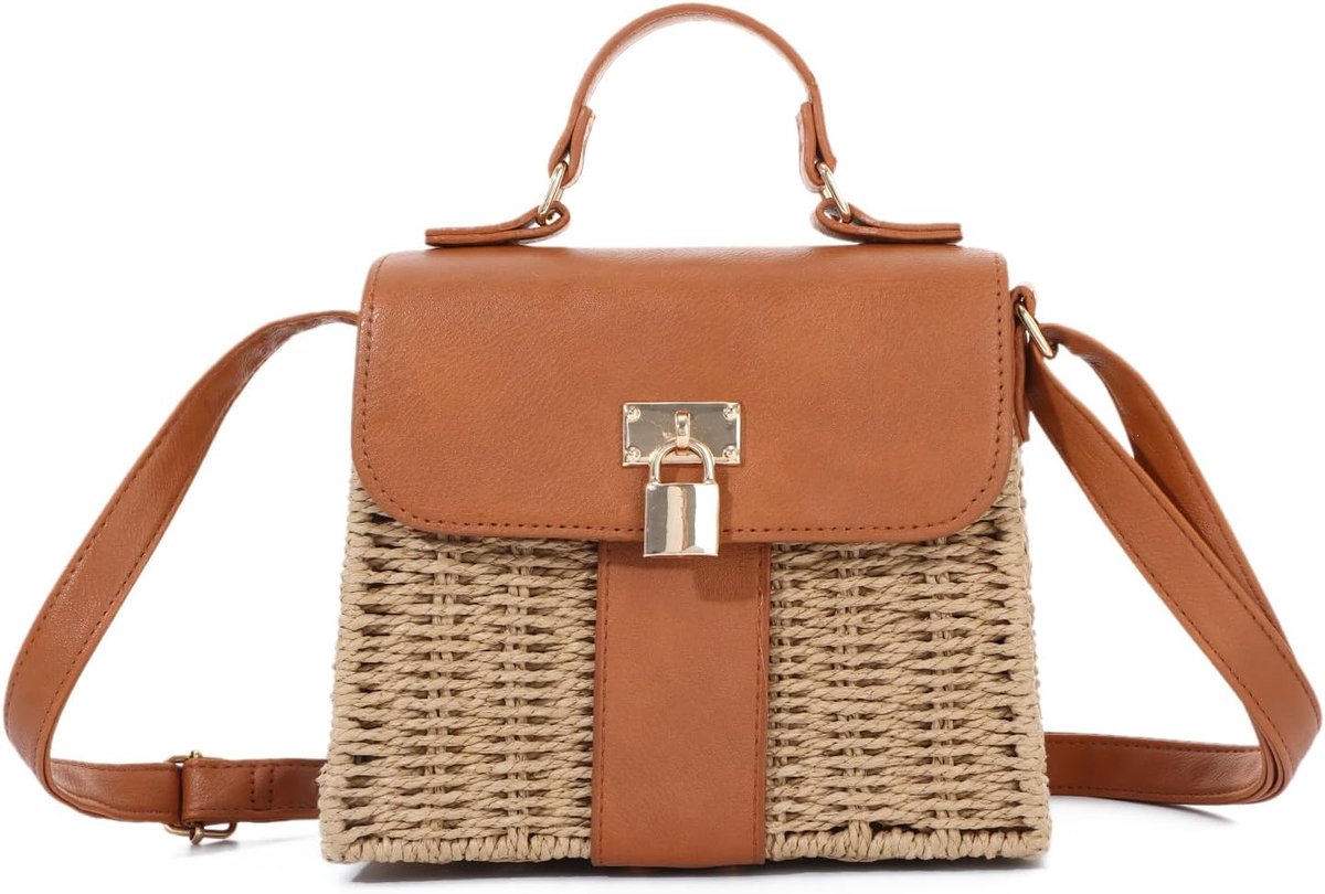 Vrouwen riet raffia schoudertas zomer vakantie strand
