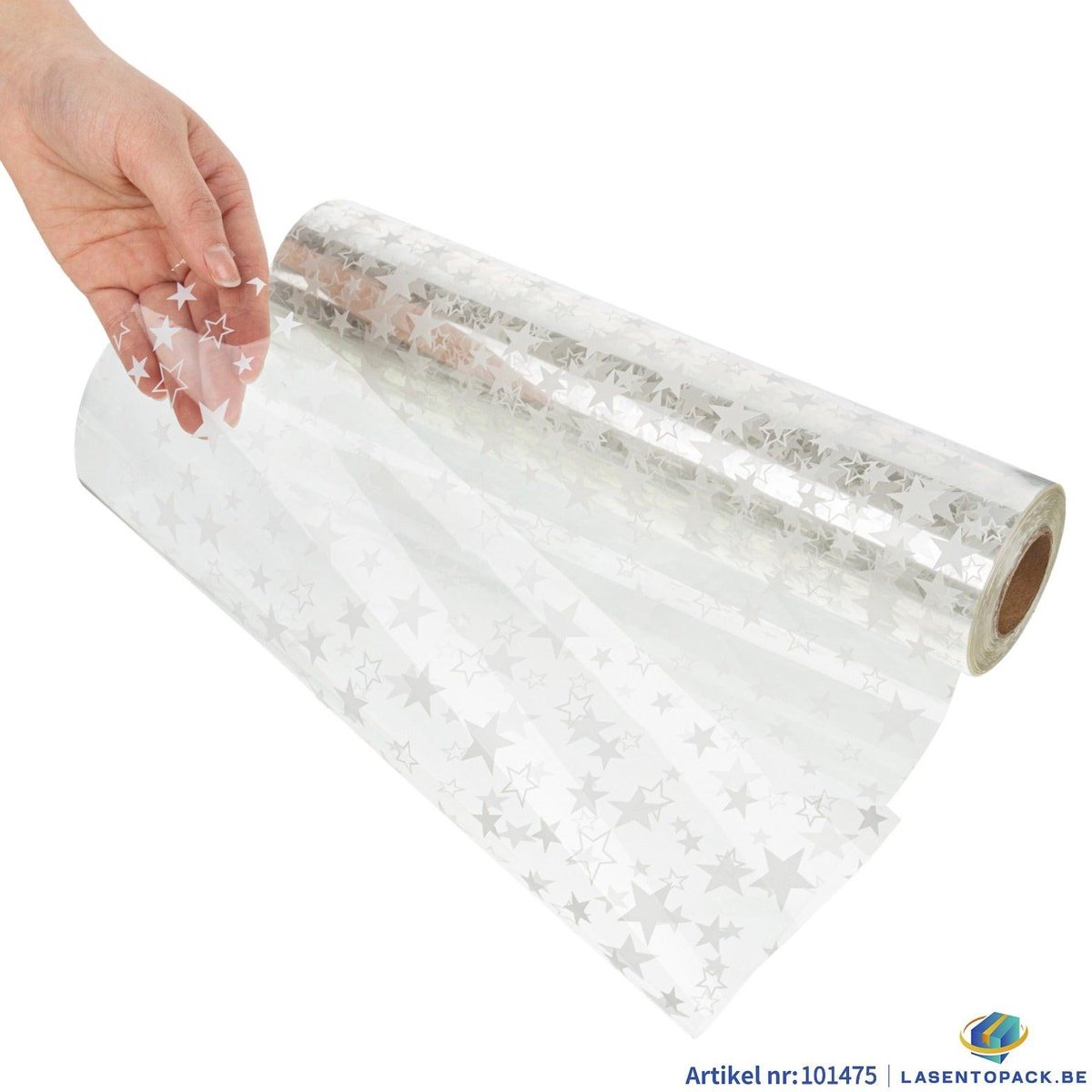 Cellofaan folie met sterrenprint Cellofaan Transparant Folie - Bloemenfolie - Cellofaan - Inpakfolie 70 cm x 100 m - 25 micron - op rol - bloemenfolie -Cadeaupapier-geschenkverpakking