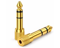 JUALL 6.35mm Jack naar 3.5mm Jack Adapter – Gold Plated - Stereo Audio Converter