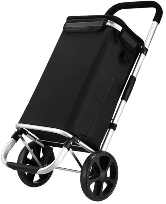 Caddie de courses - Caddie de courses - Caddie de courses - Pliable - Grandes Roues - Sac de courses amovible - Chariot en aluminium - 2 roulettes - 40 Litres - Jusqu'à 40kg