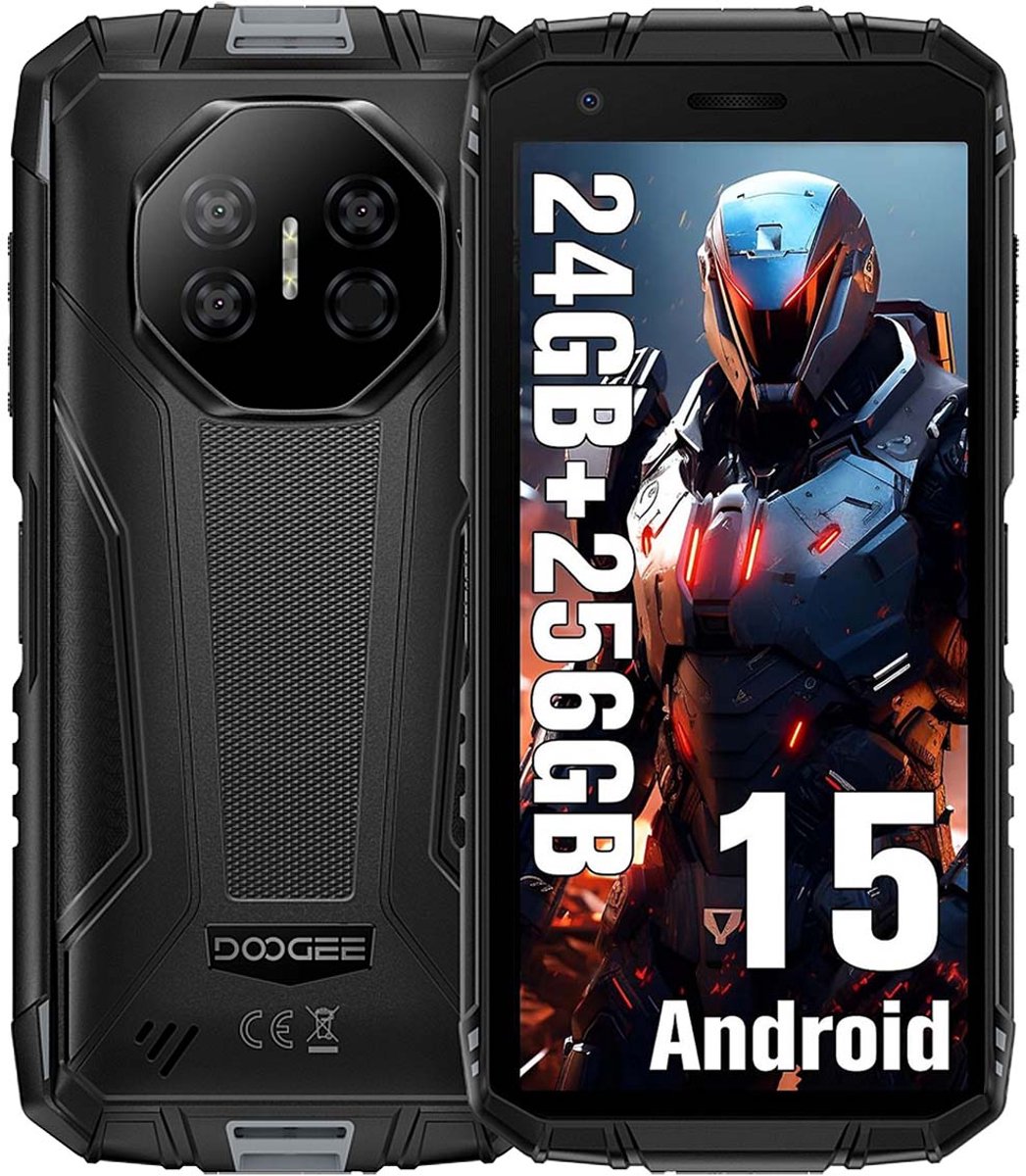 DOOGEE Fire 3 Ultra Robuuste Smartphone - 24 GB RAM - 256 GB ROM - 8350 mAh - 5,5 inch - Android 15 - IP68/IP69K Outdoor telefoon - Face ID - OTG - NFC - Zwart