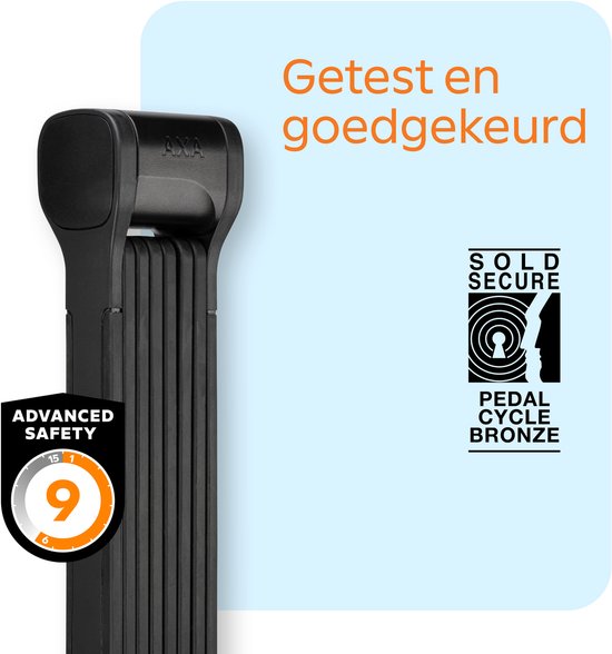 AXA Fold 130 Vouwslot - Hoogwaardig slot voor stadsfietsen en gravelbikes - 130 cm - Vouwslot met houder - Sleutelservice van AXA — afbeelding 4
