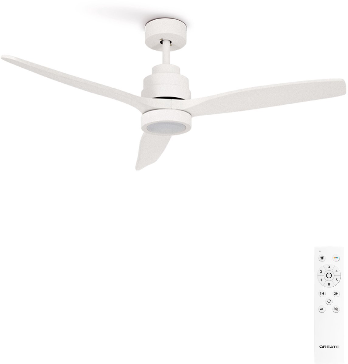 CREATE - Stille plafondventilator van 40 W met technische ABS-bladen, verkrijgbaar in verschillende maten - M - Met licht - Afstandsbediening - WIND STYLANCE