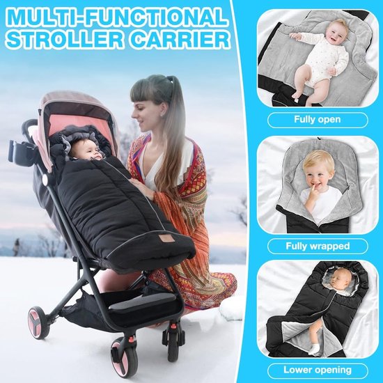 Kinderwagen Voetenzak - Winterdeken Kinderwagen - Baby Warm Houden - Waterdicht Winddicht - 97 x 44 cm - Zwart — afbeelding 5
