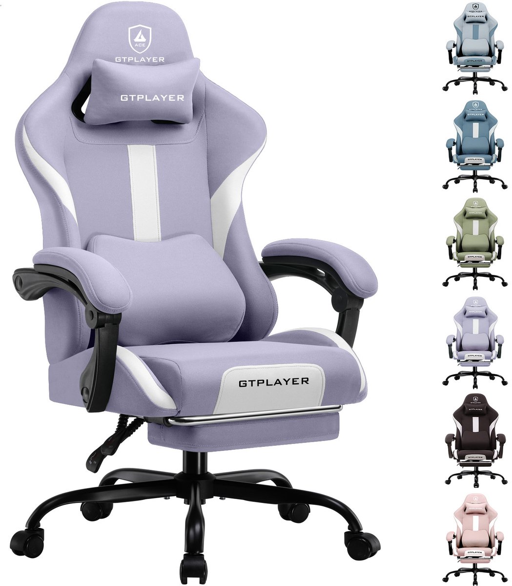 GTPLAYER Gaming Stoel met Voetsteun - Paars - Anji Wudi Furniture Technology Co., - €109,99
