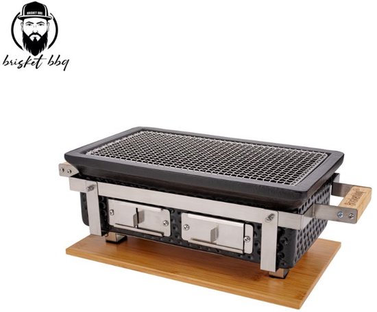 Brisket BBQ® Shichirin- Tafelgrill - Table Grill - Hibachi- Barbecue - Keramische Grill - Rechthoekige keramische BBQ van Merkloos — afbeelding 2