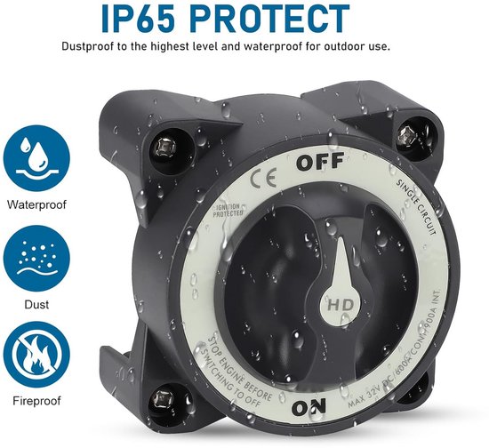 Waterdichte 600A Hoofdschakelaar voor Accu - Isolator AAN/UIT voor Boot ...