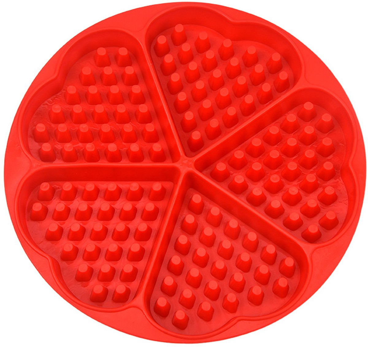 4 hartvormige siliconen wafelvormen - rood