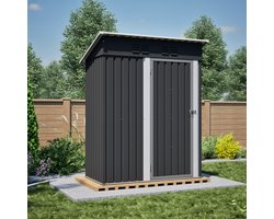 OKWISH Tuinhuis Afsluitbaar -Weerbestendige Opbergruimte– 152,2 x 83,6 x 182 cm – Metaal – Zwart