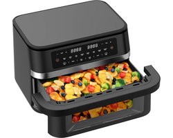 Dewelling Dual Zone Airfryer DUAF-LR-100A – 2950W – 11L XXL Heteluchtfriteuse – Uitneembare Scheidingswand - Zichtvenster