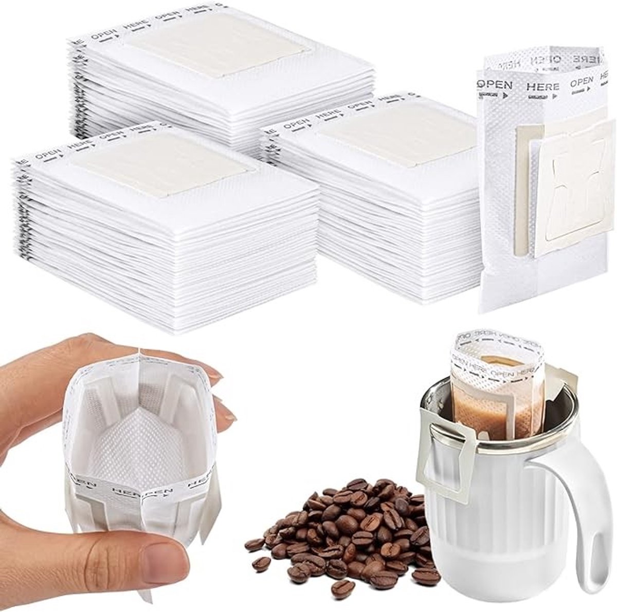 120 stuks wegwerp koffiefilters, compact en hygiënisch voor thuis, kantoor en onderweg