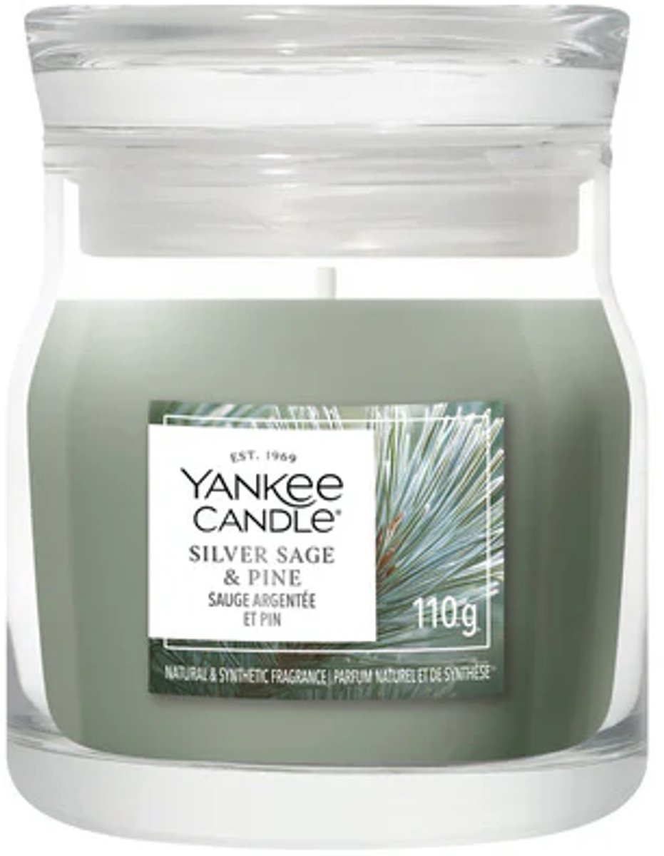 Yankee Candle - Silver Sage & Pine Small Jar Geurkaars - tot 30 branduren