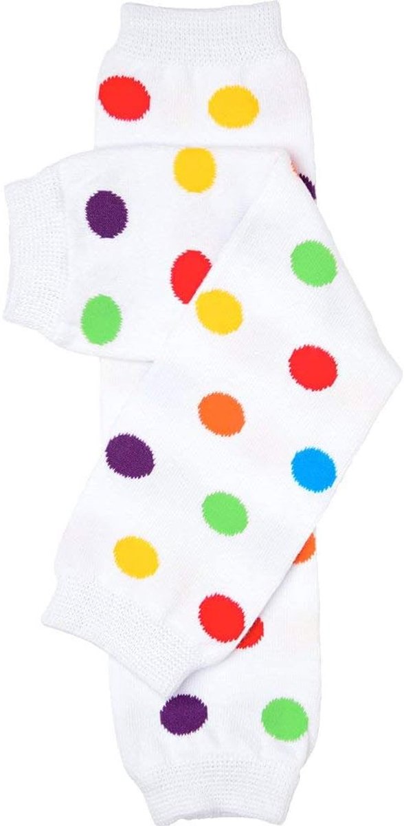 Witte Beenwarmers met Kleurrijke Regenboogstippen voor Baby en Kind
