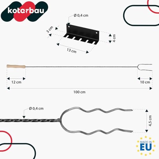KOTARBAU® 5 Stuks Grillspiesen, Staal, 100 cm, Spiesen met Houten Handvat, met Haak, Lange Spiesen, Kampvuur Vork, Stevige Grillspiesen van Merkloos — afbeelding 4