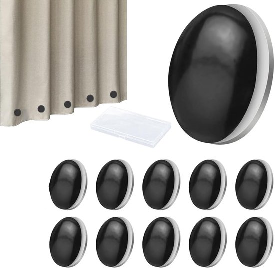 Foto: 10 stuks magnetische douchegordijngewichten douchegordijngewichten voor de badkamer waterdicht en verdikt winddicht en veilig ook te gebruiken voor gordijnen tafelkleden vlaggen en voeringen voor buitengordijnen zwart
