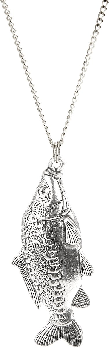 Vis Hanger Spiegelkarper + Ketting Zilver 50 cm (Heren) Vishanger Zilveren Karper Halsketting Vissen — afbeelding 5