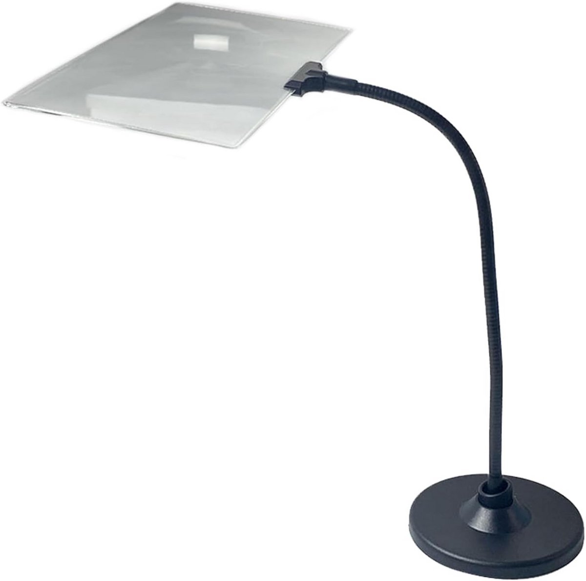 Desktop Vergrootglas 4x Vergroting 360° Roterend Buigend Stand Zwart Zilver