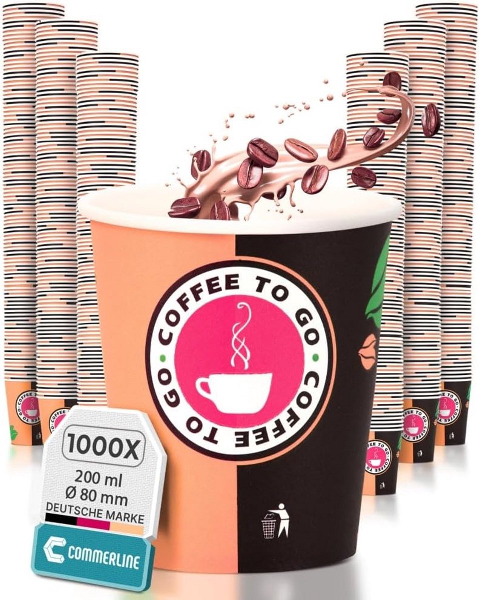 Koffiebekers To Go - Papieren Bekers - Koffie En Thee - Geur En Smaakneutraal - 180 ml 1000 Stuks