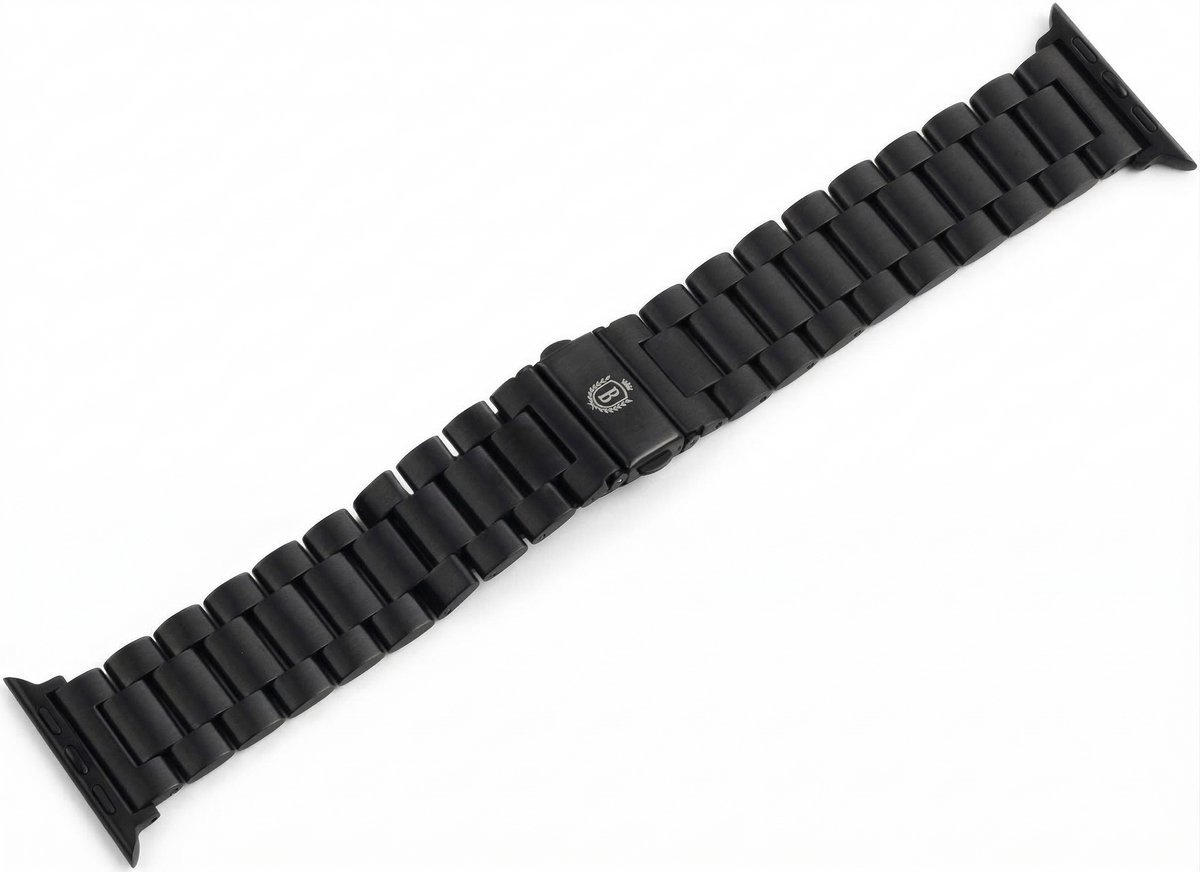 Bèlfort Watch Band Zwart Metaal - Geschikt voor Apple Watch 40mm - 42mm - 44mm - 45mm - 49mm - Premium RVS Staal - Smartwatch Strap