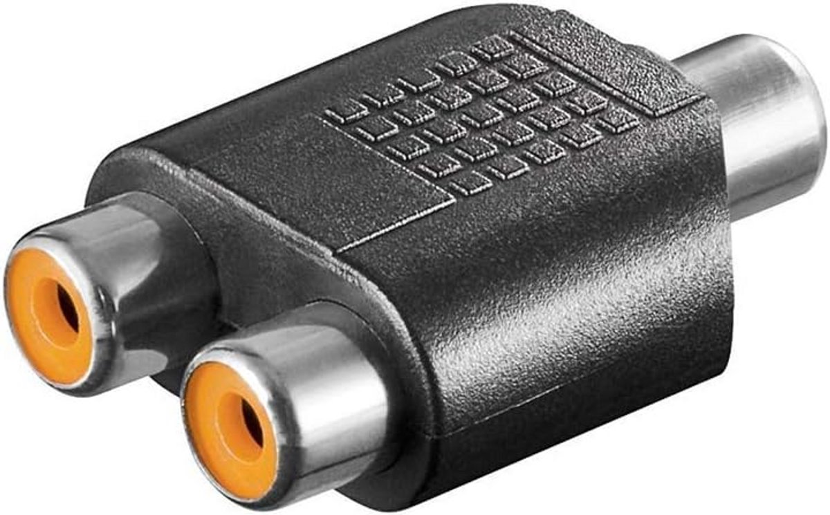 RCA Adapter - Verloopstuk Audio - Signaal Splitsen - Twee Uitgangen - Compact Formaat - Zwart