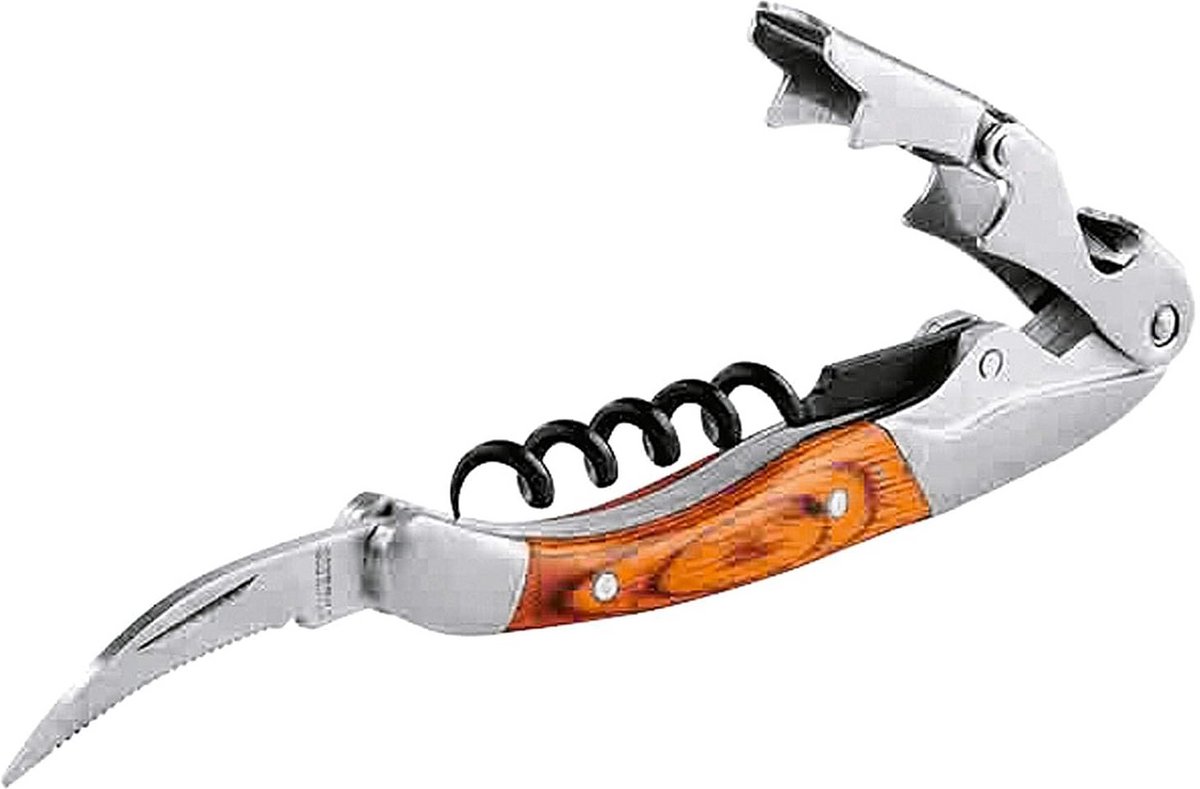Sommelier Kurkentrekker RVS en Hout 11,5 cm
