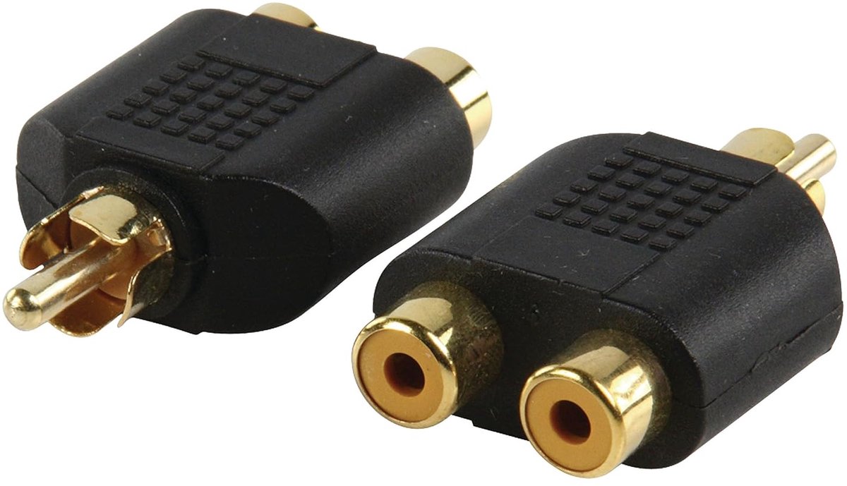 Tulp Splitter - Phono Adapter - Audio Verbinding - Gouden Connectoren - Compact Formaat - Zilver