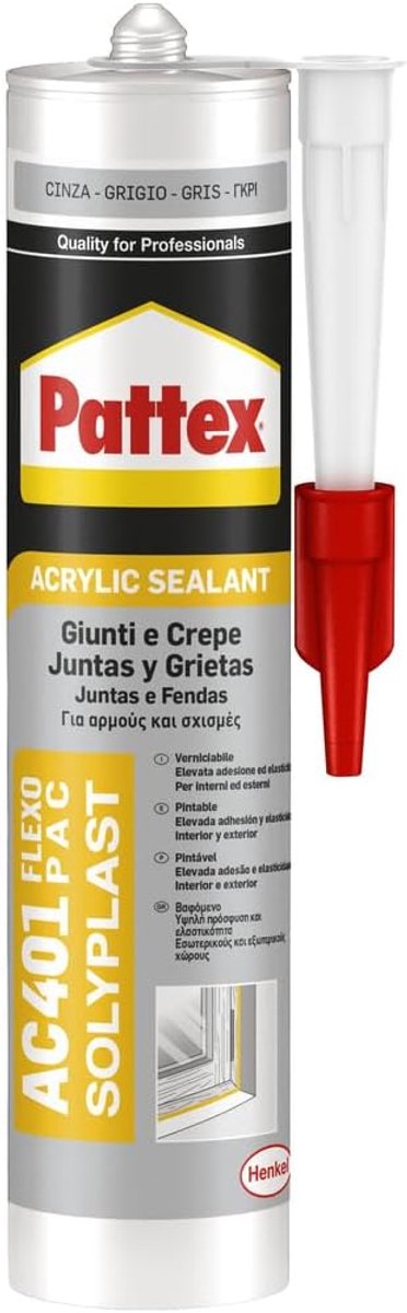 Acryl kit - Kit & voegmiddel - Scheuren dichten - Overschilderbaar binnen buiten - 300 ml - Grijs