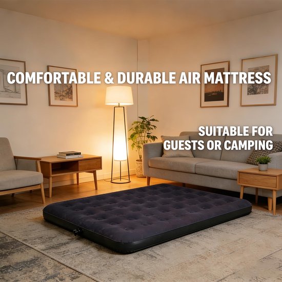 Luchtbed Queen - Opblaasbaar Matras - Kamperen Gasten - Snel Opgezet - 200cm Lang - Blauw — afbeelding 4