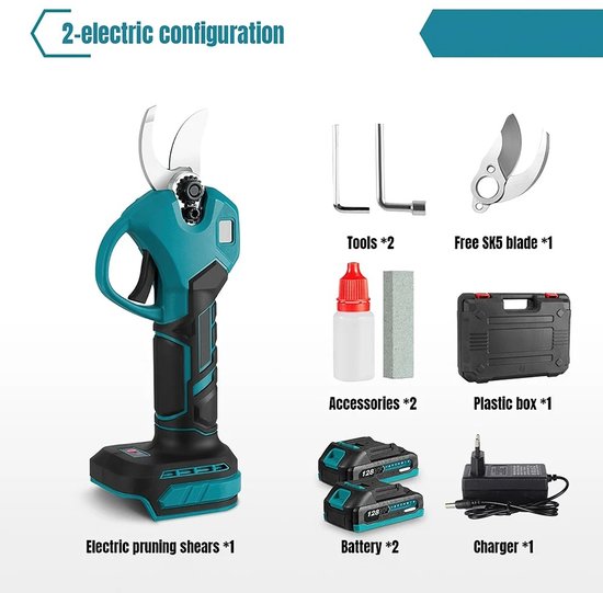 Jurrys Snoeischaar - Plantenschaar - Heggenschaar - Draadloos - Elektrisch - Lichtgewicht - Ergonomisch - Blauw - 2 Snelheden van Jurrys — afbeelding 5