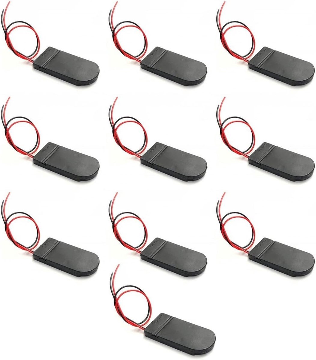 Set van 10x Batterijhouder CR2032 met Aan/Uit Schakelaar en Kabel