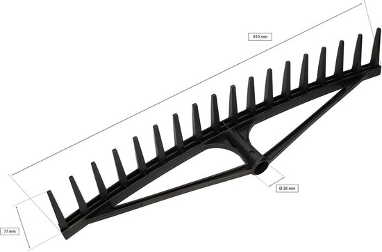 KOTARBAU® Bladhark, Tuinhark, Kunststof, 61 cm, Zwart, 18 Tanden, Bladbezem, Zonder Steel, voor Gras En Heg, Lichtgewicht Hark, Stevige Hark van Merkloos	 — afbeelding 2