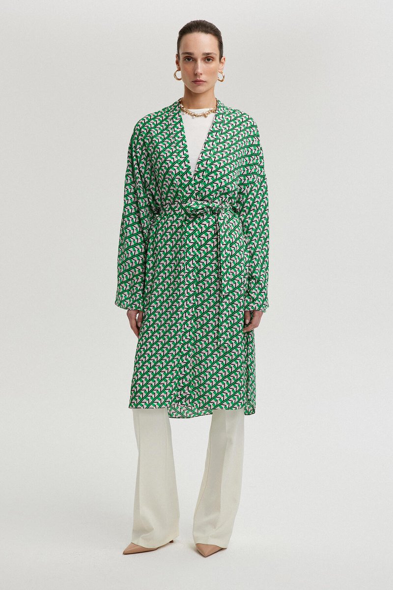 Touché Privé - Kimono met asymmetrisch patroon - Groen - Dames