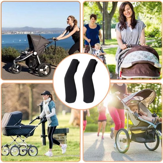 Kinderwagen Handvat Cover - 2 stuks - Kinderwagen Accessoires - Kinderwagen Handvathoes - handgreep beschermers - Buggy Beschermhoes - Armleuningmat voor kinderwagen -19x6CM - zwart — afbeelding 3